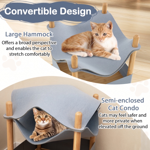 Gymax 2-Tier Elevated Cat Bed Cat Tower w/ Dual-Layer Felt Fabric Top Condo Hammock