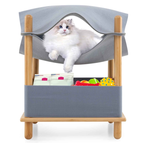 Gymax 2-Tier Elevated Cat Bed Cat Tower w/ Dual-Layer Felt Fabric Top Condo Hammock