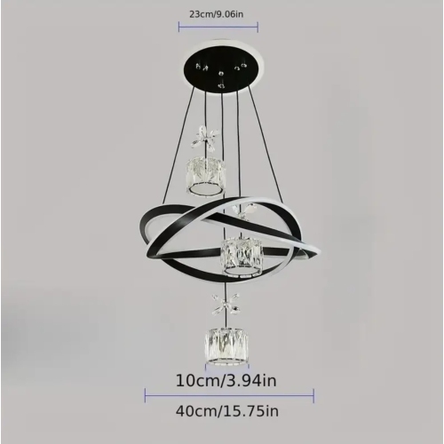 Modern Minimalist LED Chandelier – Acrylic Lampshade, Tri-Color Dimmable Ceiling Light, White/Black, for Bedroom, Living Room, Kitchen