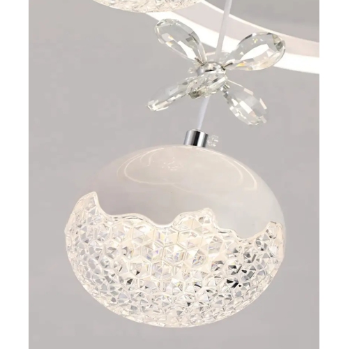 Modern Minimalist LED Chandelier – Acrylic Lampshade, Tri-Color Dimmable Ceiling Light, White/Black, for Bedroom, Living Room, Kitchen