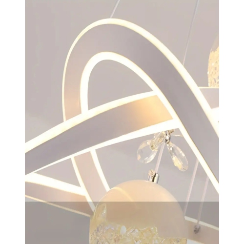 Modern Minimalist LED Chandelier – Acrylic Lampshade, Tri-Color Dimmable Ceiling Light, White/Black, for Bedroom, Living Room, Kitchen