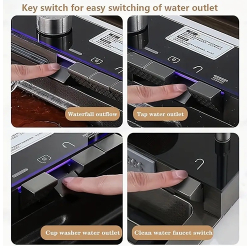 Poste de travail pour évier de cuisine intelligent en acier inoxydable – Robinet à cascade numérique, pulvérisateur coulissant, lave-tasses,