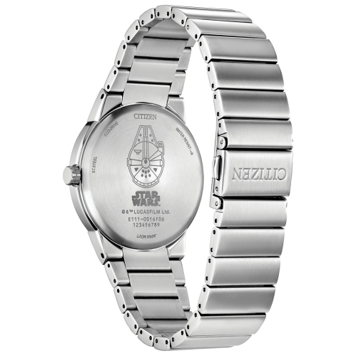 Citizen Star Wars Mens Millennium Falcon Hyperdrive Eco-Drive Watch 40mm Silver-Tone Stainless Steel Case and Bracelet with Black Dial