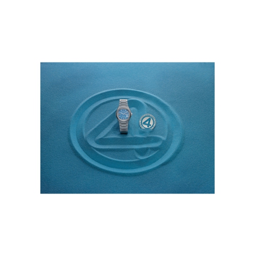 Marvel Mens The Fantastic 4: First Steps Limited Edition Eco-Drive Watch 39mm Silver-Tone Super Titanium Case and Bracelet with Blue Dial