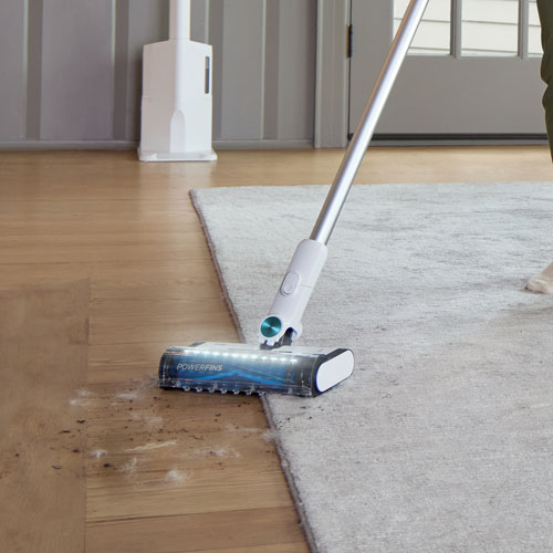 Aspirateur-balai sans fil à brosse rotative Clean & Empty de Shark - Blanc/Bleu paon
