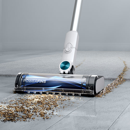 Aspirateur-balai sans fil à brosse rotative Clean & Empty de Shark - Blanc/Bleu paon