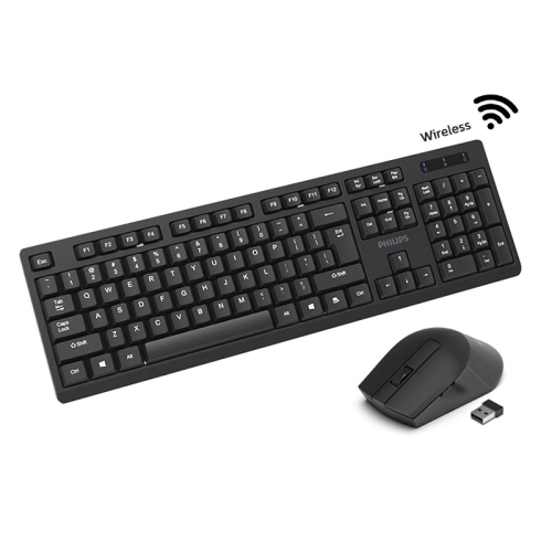Philips SPT6354 2.4GHz Drop-Free Connection Wireless Keyboard and Mouse Combo, Silent Keyboard & Ambidextrous Mouse