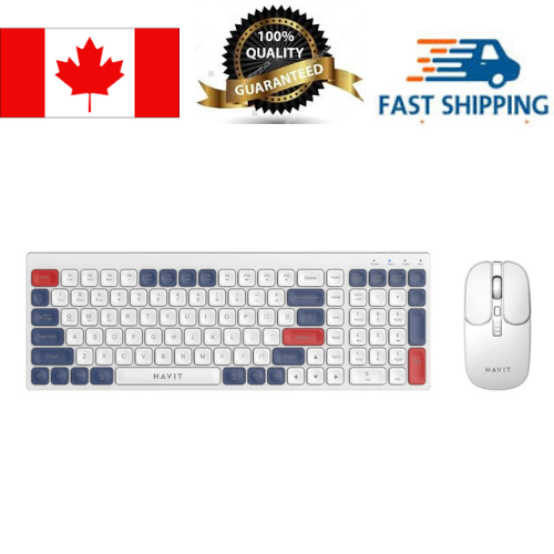 Havit KB830WB Dual-Mode Wireless 2.4Ghz + Bluetooth V5.1 keyboard and Mouse Combo Set_White