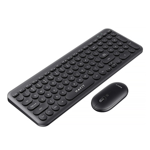 Clavier et souris sans fil pleine grandeur KB254GCM sans fil 2,4&nbsp;GHz de Havit avec clavier et souris rétro_Noir