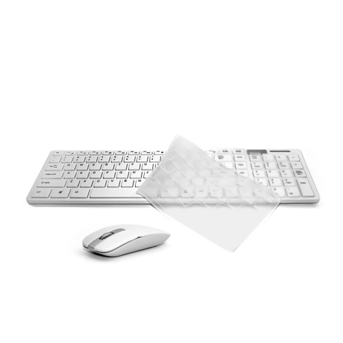 Ensemble clavier et souris ultraminces sans fil 2,4&nbsp;GHz avec couverture-clavier_Blanc