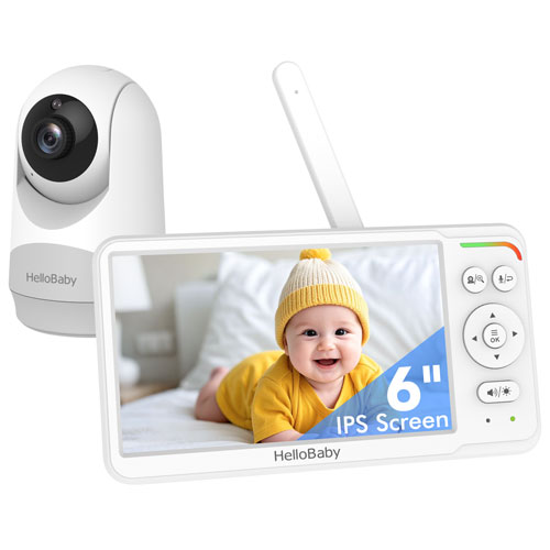 HelloBaby 6" Video Baby Monitor with 30h Battery, Pan/Tilt/Zoom & Two-Way Communication