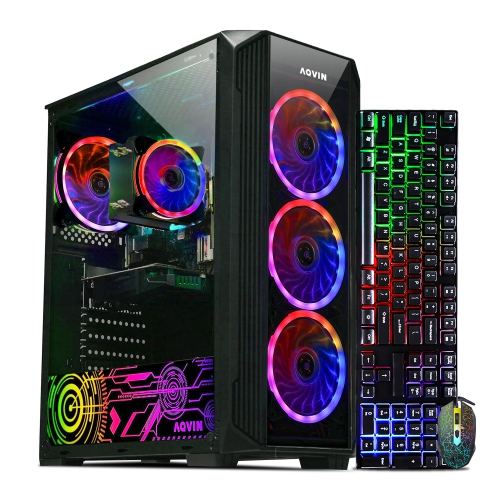 AQVIN  Gaming PC Zforce Desktop Tower Computer - Intel Core I7 Processor Up to 4.60Ghz 32GB Ddr4 Ram 1Tb SSD Nvidia Geforce Rtx 5060 8GB Gddr7