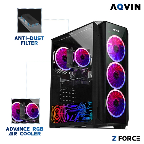 Gaming PC AQVIN ZForce Desktop Tower Computer - Intel Core i7 Processor up to 4.60GHz 32GB DDR4 RAM 1TB SSD Nvidia GeForce RTX 5060 8GB GDDR7 Windows