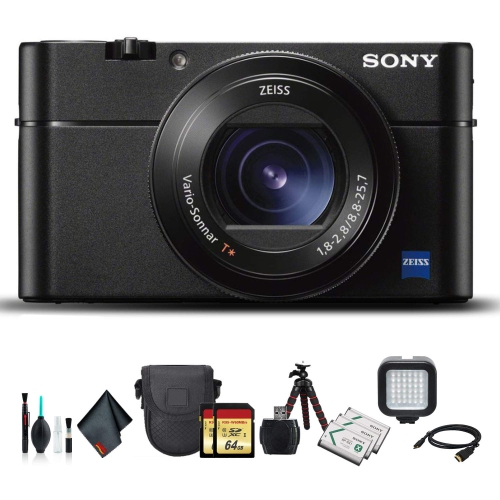 Open Box - Sony Cyber-Shot DSC-RX100 VA Camera DSC-RX100M5A/B with Soft Bag, Tripod, 2X Extra Batteries, LED Light, 2X 64GB Memory