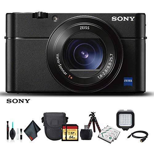 Open Box - Sony Cyber-Shot DSC-RX100 VA Camera DSC-RX100M5A/B with Soft Bag, Tripod, 2X Extra Batteries, LED Light, 2X 64GB Memory