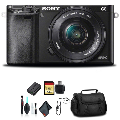SONY  - Alpha A6000 Mirrorless Digital Camera - + 16-50MM Lens Starter Bundle 02 In Black
