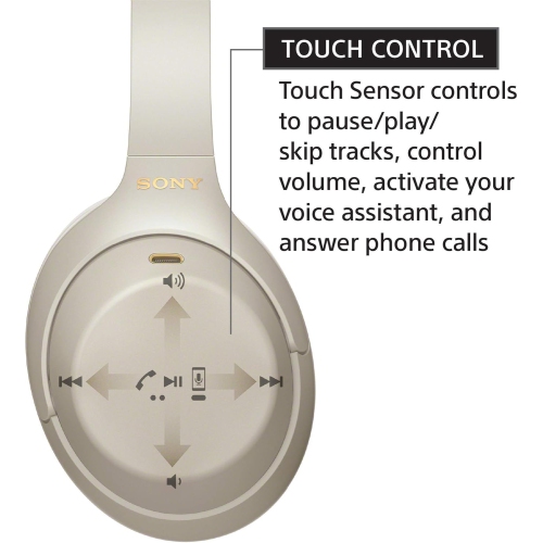 Refurbished - Sony WH-1000XM4 Wireless Noise-Cancelling Over-Ear Headphones - Silver