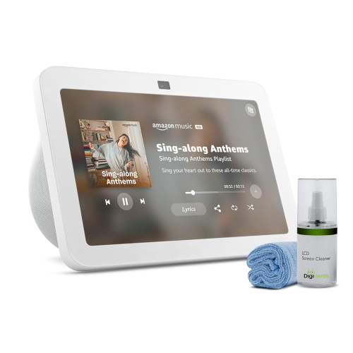 Écran intelligent Echo Show 8 de 8&nbsp;po avec Alexa - Blanc glacier + trousse de nettoyage d'écran
