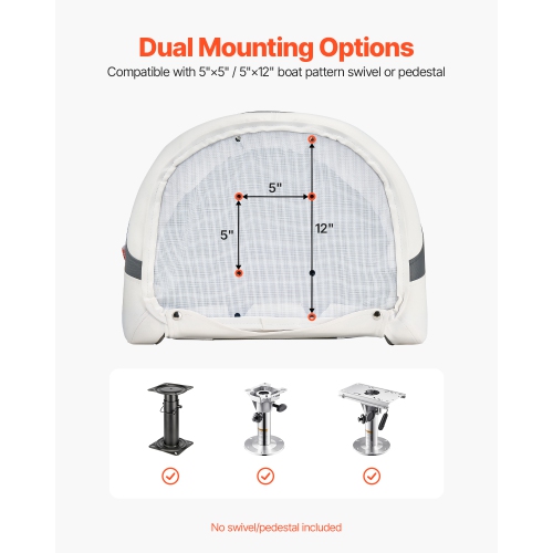 VEVOR Boat Seat, High Backrest, Flip Up Boat Seat Captain Bucket Seat with Thickened Sponge Cushion & Waterproof PVC Leather, Ergonomic Design,