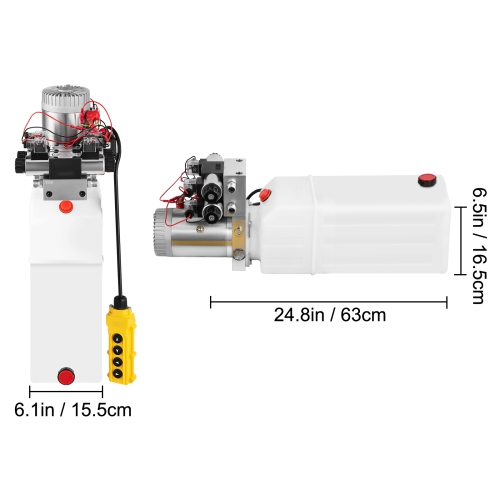 VEVOR 8 Quart/2 Gal Hydraulic Pump, Double Acting Dump Trailer Pump DC 12V, 3200 PSI Max Relief Pressure, Electric Hydraulic Power Unit for Dump