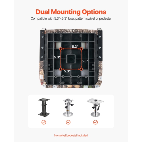 VEVOR Boat Seat, High Backrest, Folding Fishing Boat Seat with Thickened Sponge Cushion & PU Polyester Fabric, Aluminum Alloy Hinges, Flip Up Boat