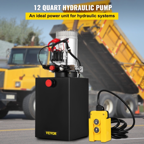VEVOR 12V Hydraulic Pump Double Acting Hydraulic Power Unit DC Dump Trailer Pump 3200PSI Hydraulic Power Unit for Dump Trailer Car Lifting