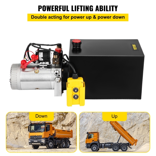 VEVOR 12V Hydraulic Pump Double Acting Hydraulic Power Unit DC Dump Trailer Pump 3200PSI Hydraulic Power Unit for Dump Trailer Car Lifting