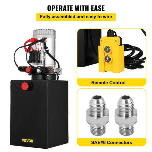 VEVOR 12V Hydraulic Pump Double Acting Hydraulic Power Unit DC Dump Trailer Pump 3200PSI Hydraulic Power Unit for Dump Trailer Car Lifting