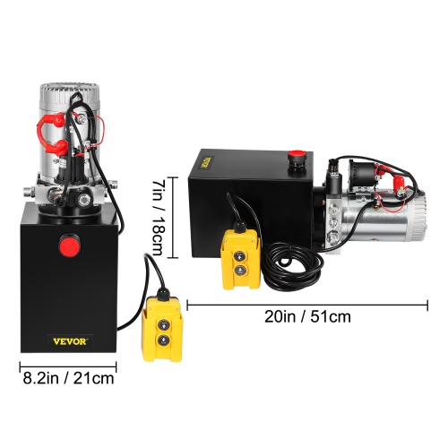 VEVOR 6 Quart Hydraulic Power Unit Hydraulic Pump Single Acting 3200 PSI Max Power Unit for Dump Trailer Car Lifting 12V DC