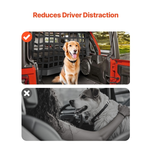 VEVOR JK 2007-2017 Dog Car Barrier, Mesh Cargo Pet Net for Jeep Wrangler JL 20018-2024, Vehicle Pet Barrier Fits Behind Rear Seat Cargo Area, Scratch