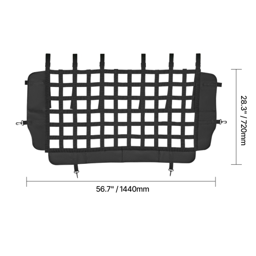 VEVOR JK 2007-2017 Dog Car Barrier, Mesh Cargo Pet Net for Jeep Wrangler JL 20018-2024, Vehicle Pet Barrier Fits Behind Rear Seat Cargo Area, Scratch