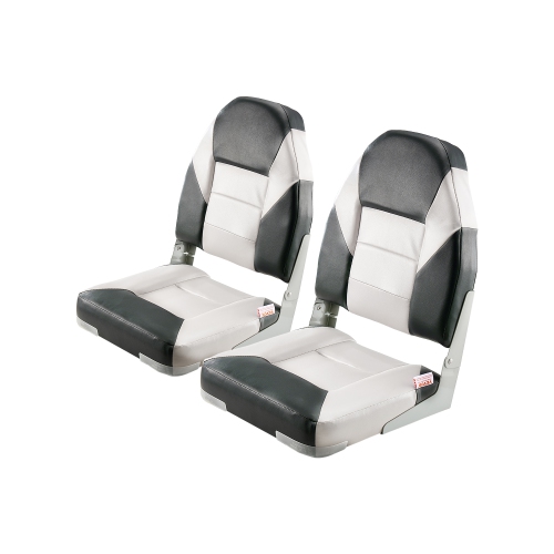 VEVOR Boat Seat, High Backrest, Folding Fishing Boat Seat with Thickened Sponge Cushion & Waterproof PVC Leather, Aluminum Alloy Hinges, Flip Up Boat