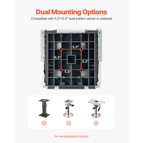VEVOR Boat Seat, High Backrest, Folding Fishing Boat Seat with Thickened Sponge Cushion & Waterproof PVC Leather, Aluminum Alloy Hinges, Flip Up Boat