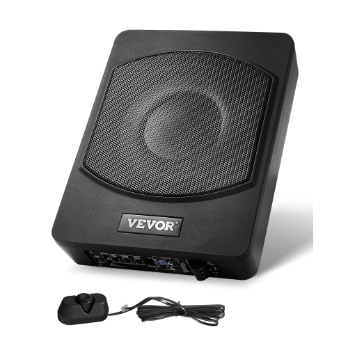 VEVOR 10" 240W Underseat Car Subwoofer, Slim Powered Car Subwoofers Under the Seat, Low Profile Audio Sub Built-in Amplifier, High/Low Level Input &