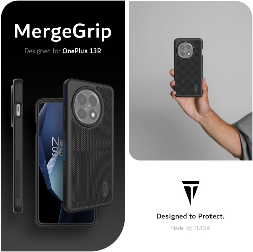 TUDIA MergeGrip OnePlus 13R Case 5G 2025 Military Grade Cover - Black