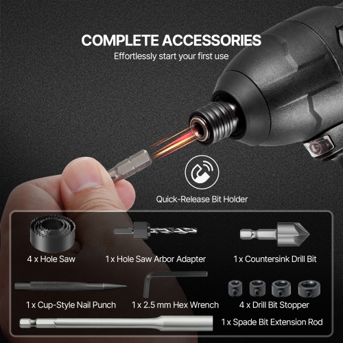 VEVOR 246 Pieces Drill Bit Set, Drill and Driver Bit Set, Screwdriver Bit Set Suitable for Wood Metal Cement Drilling and Screw Driving, Drill Bit