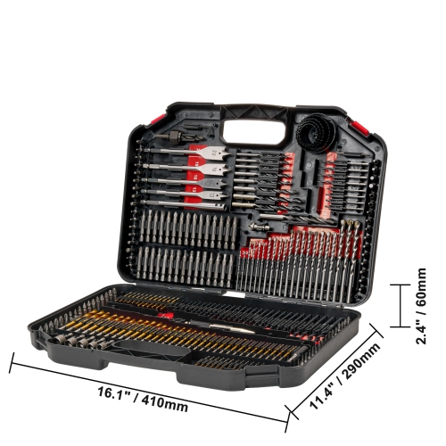 VEVOR 246 Pieces Drill Bit Set, Drill and Driver Bit Set, Screwdriver Bit Set Suitable for Wood Metal Cement Drilling and Screw Driving, Drill Bit