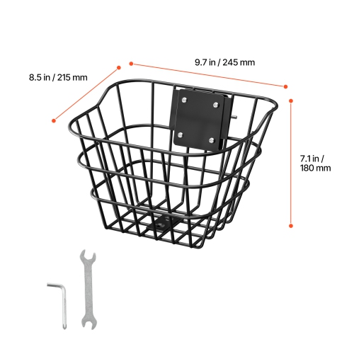 VEVOR 20lbs max load Front Bike Basket, Electric Scooter Basket with Fixed Bracket, Construct from Solid Steel, Kids Bike/Adult Bicycle Basket/Knee