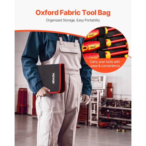 VEVOR 12-Piece Insulated Screwdriver Set, Professional Electrical Screwdriver Set, 1000V Insulated Electrician Tool Set, with Magnetic Phillips