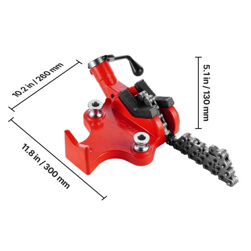 VEVOR 28" Heavy-Duty Pipe Chain Vise, 1/4" - 6" Pipe Capacity, Rugged Chain & Cast Iron Base, Industrial-Grade Pipe Clamping for Plumbing, Automotive