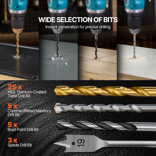 VEVOR 318 Pieces Drill Bit Set, Drill and Driver Bit Set, Screwdriver Bit Set Suitable for Wood Metal Cement Drilling and Screw Driving, Drill Bit