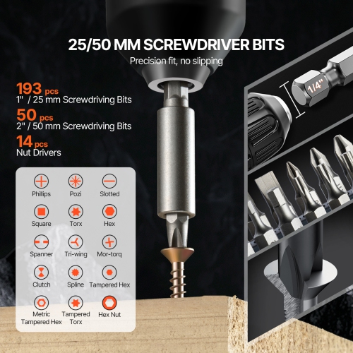VEVOR 318 Pieces Drill Bit Set, Drill and Driver Bit Set, Screwdriver Bit Set Suitable for Wood Metal Cement Drilling and Screw Driving, Drill Bit