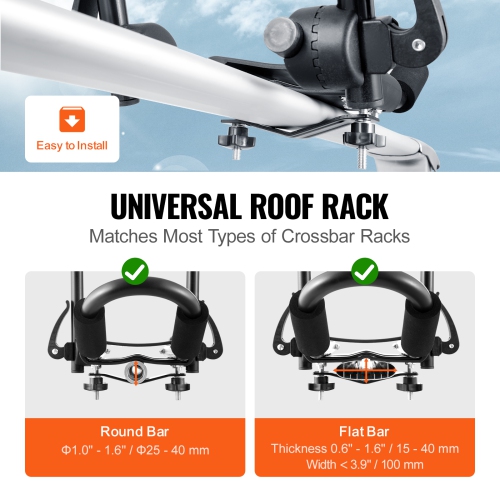 VEVOR 1 Pair J-Bar of Kayak Roof Rack, Soft Roof Rack Quick Folding, Top Mount Tie Down, Carrier for kayak, Surf Board, Canoe, SUP, Ski Board, Mount