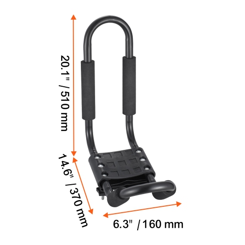 VEVOR 1 Pair J-Bar of Kayak Roof Rack, Soft Roof Rack, Top Mount Tie Down, Carrier for kayak, Surf Board, Canoe, SUP, Ski Board, Mount on Car, SUV,