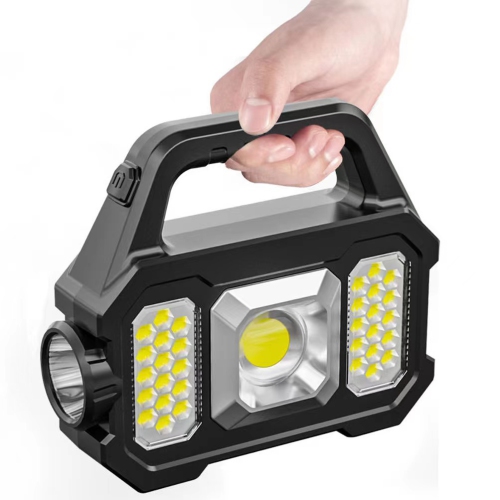 Lampe de travail solaire multifonctionnelle pour l'extérieur, lampe de poche LED, lampe de recherche rechargeable de type C, camping d'urgence