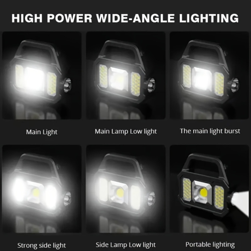 Lampe de travail solaire multifonctionnelle pour l'extérieur, lampe de poche LED, lampe de recherche rechargeable de type C, camping d'urgence