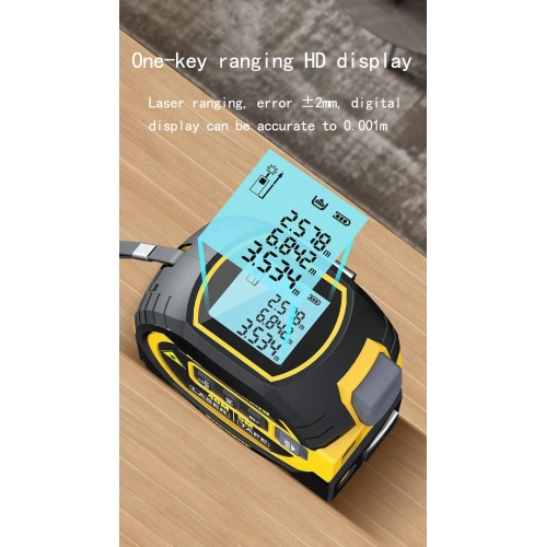 Ruban à mesurer laser numérique 3-en-1 avec affichage, outil de mesure laser rechargeable 131 pi/40 m, cadeau de la fête des Pères