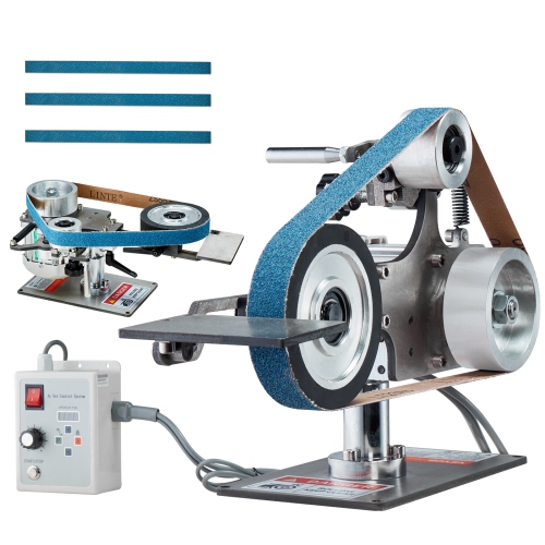VEVOR 30 x 1-Inch Belt Grinder Sander, Variable Speed Belt Polisher with VFD, 550W Polishing Grinding Machine with 2 Grinding Moulds & 3PCS Sanding