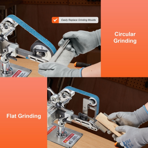 VEVOR 30 x 1-Inch Belt Grinder Sander, Variable Speed Belt Polisher with VFD, 550W Polishing Grinding Machine with 2 Grinding Moulds & 3PCS Sanding