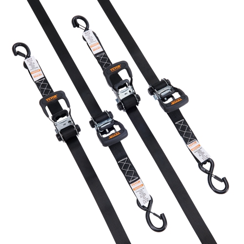 VEVOR 4PK Ratchet Tie Down Straps, 5208 lb Max Break Strength, Includes 4 Premium 1.6" x 8' Rachet Tie Downs with Padded Handles, for Moving Securing